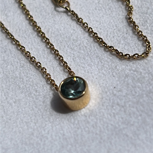 14K Yellow Gold Blue Topaz 18.5” Necklace. - Picture 4 of 14